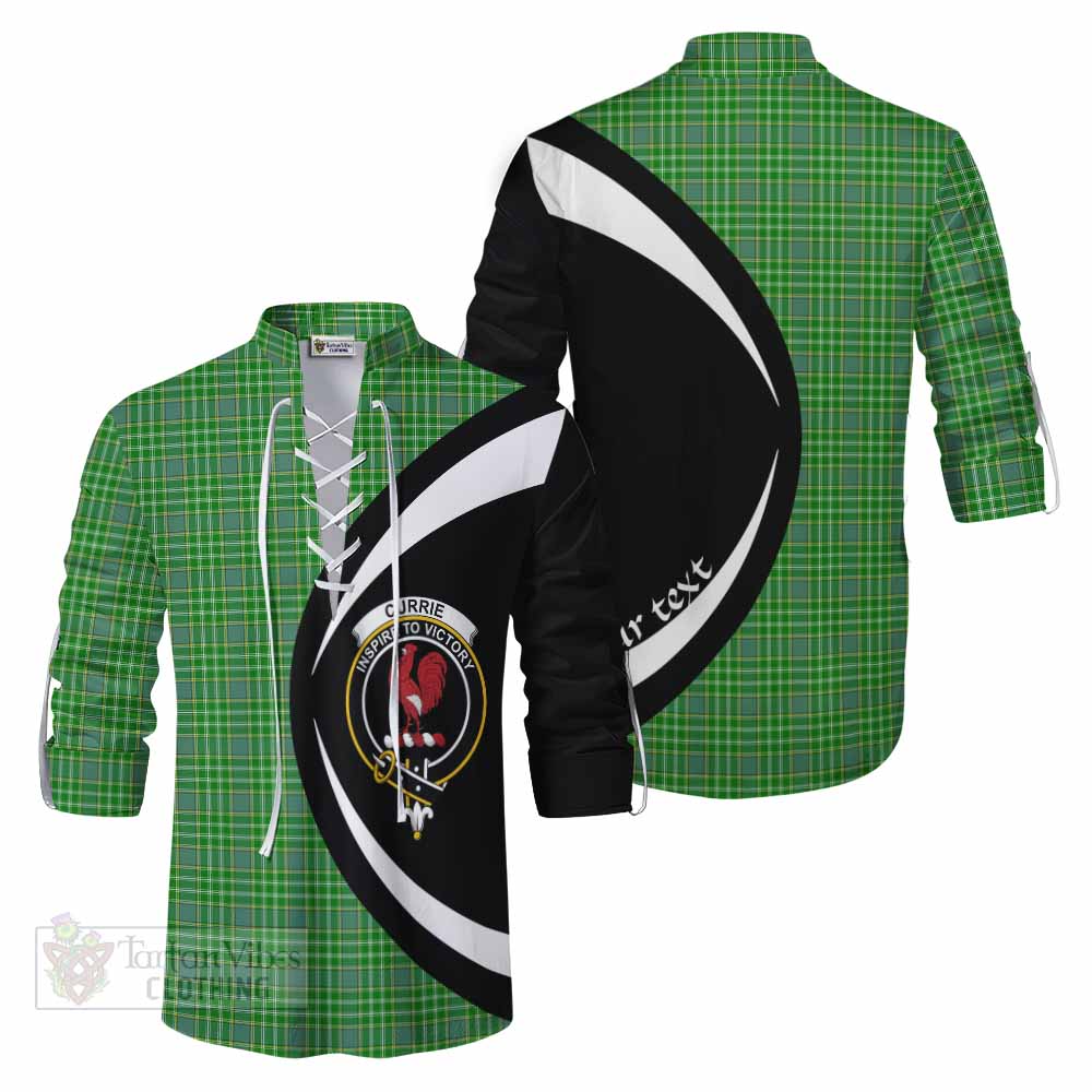 Tartan Vibes Clothing Currie Tartan Ghillie Kilt Shirt with Family Crest Circle Style