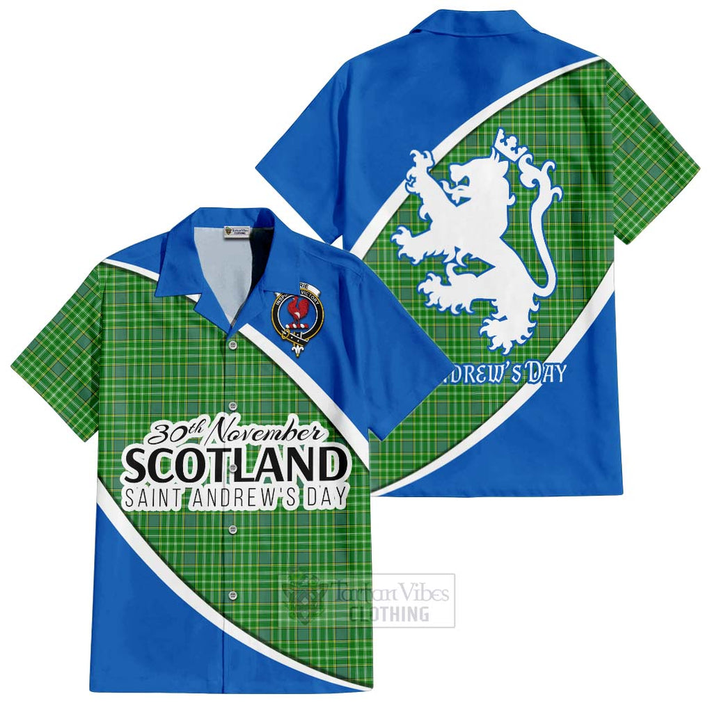 Tartan Vibes Clothing Currie Family Crest Tartan Short Sleeve Button Shirt Celebrate Saint Andrew's Day in Style