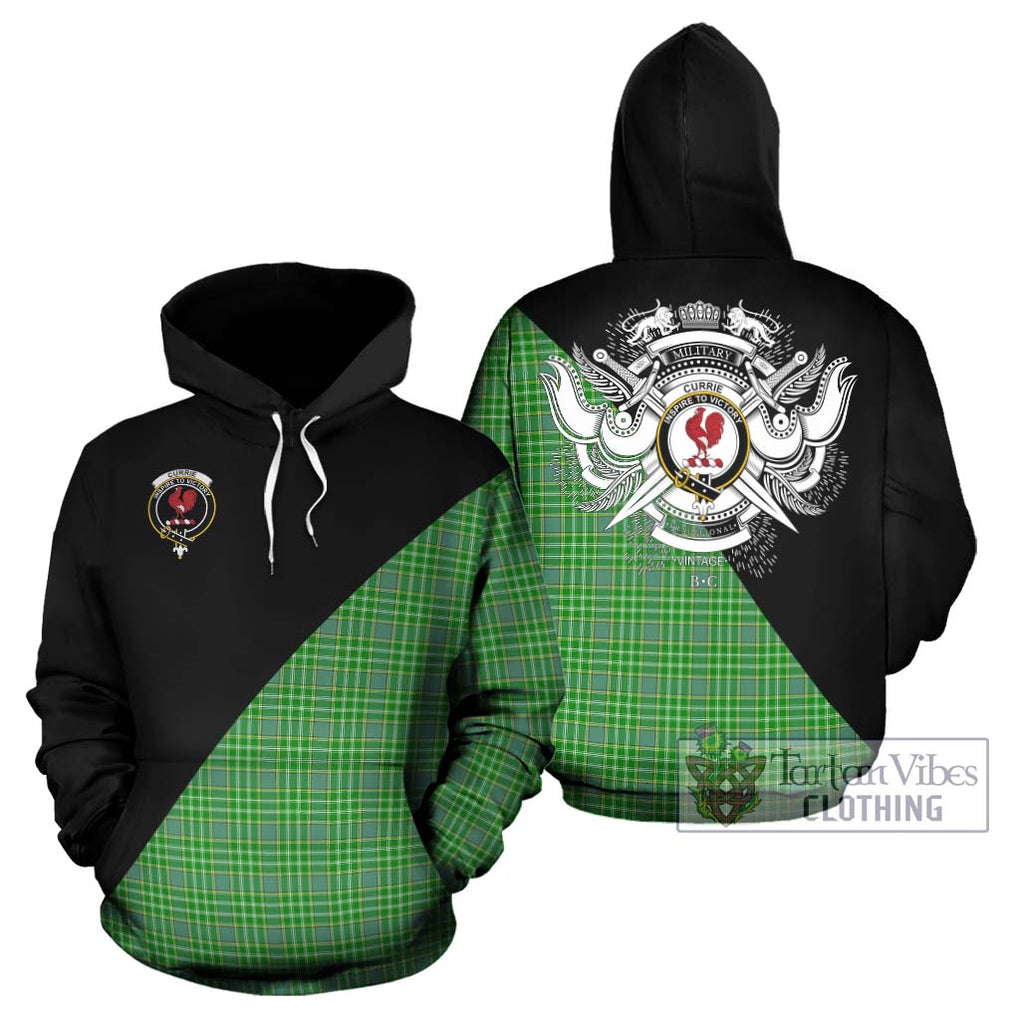 Currie Tartan Hoodie with Family Crest and Military Logo Style Zip Hoodie - Tartanvibesclothing Shop