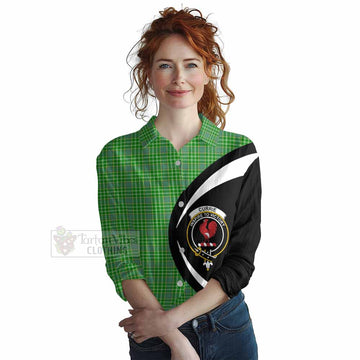 Currie Tartan Women's Casual Shirt with Family Crest Circle Style