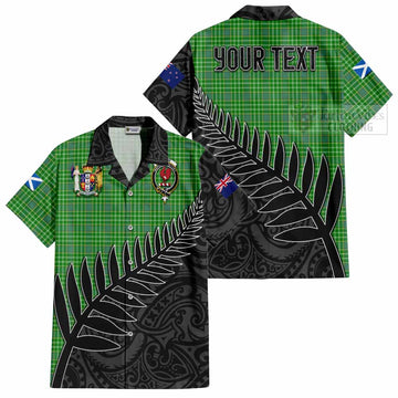 Currie Crest Tartan Short Sleeve Button Shirt with New Zealand Silver Fern Half Style