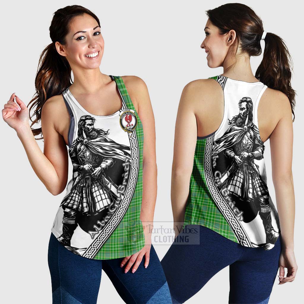 Tartan Vibes Clothing Currie Tartan Clan Crest Women's Racerback Tanks with Highlander Warrior Celtic Style