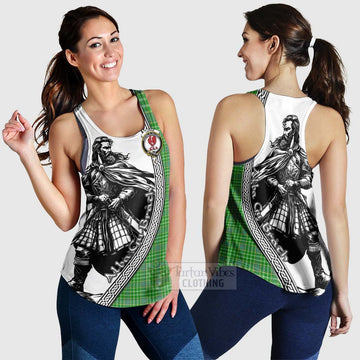 Currie Tartan Clan Crest Women's Racerback Tanks with Highlander Warrior Celtic Style