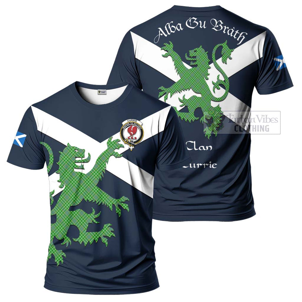 Tartan Vibes Clothing Currie Tartan Lion Rampant T-Shirt – Proudly Display Your Heritage with Alba Gu Brath and Clan Name