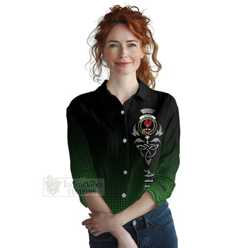 Currie Tartan Women's Casual Shirt Featuring Alba Gu Brath Family Crest Celtic Inspired