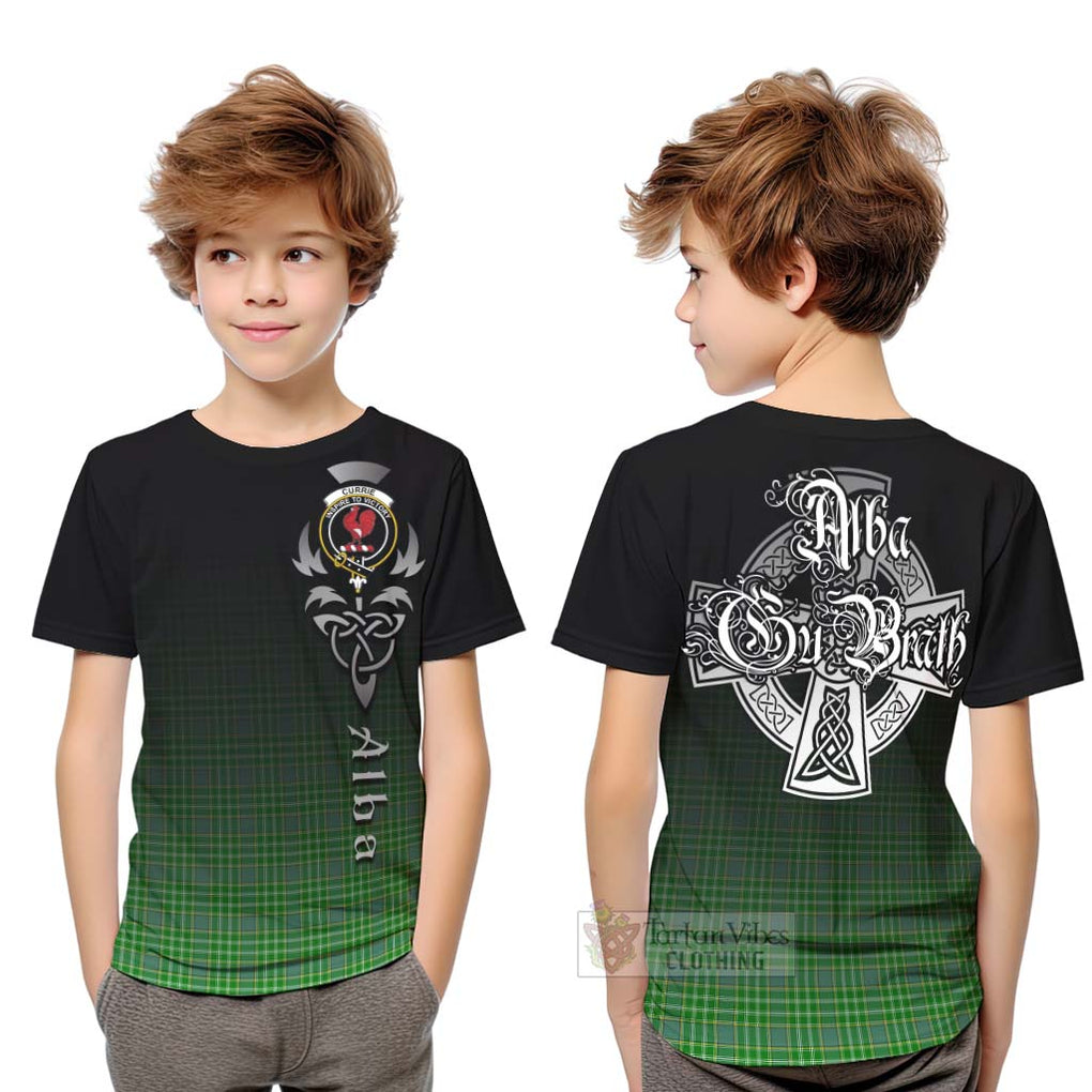 Tartan Vibes Clothing Currie Tartan Kid T-Shirt Featuring Alba Gu Brath Family Crest Celtic Inspired