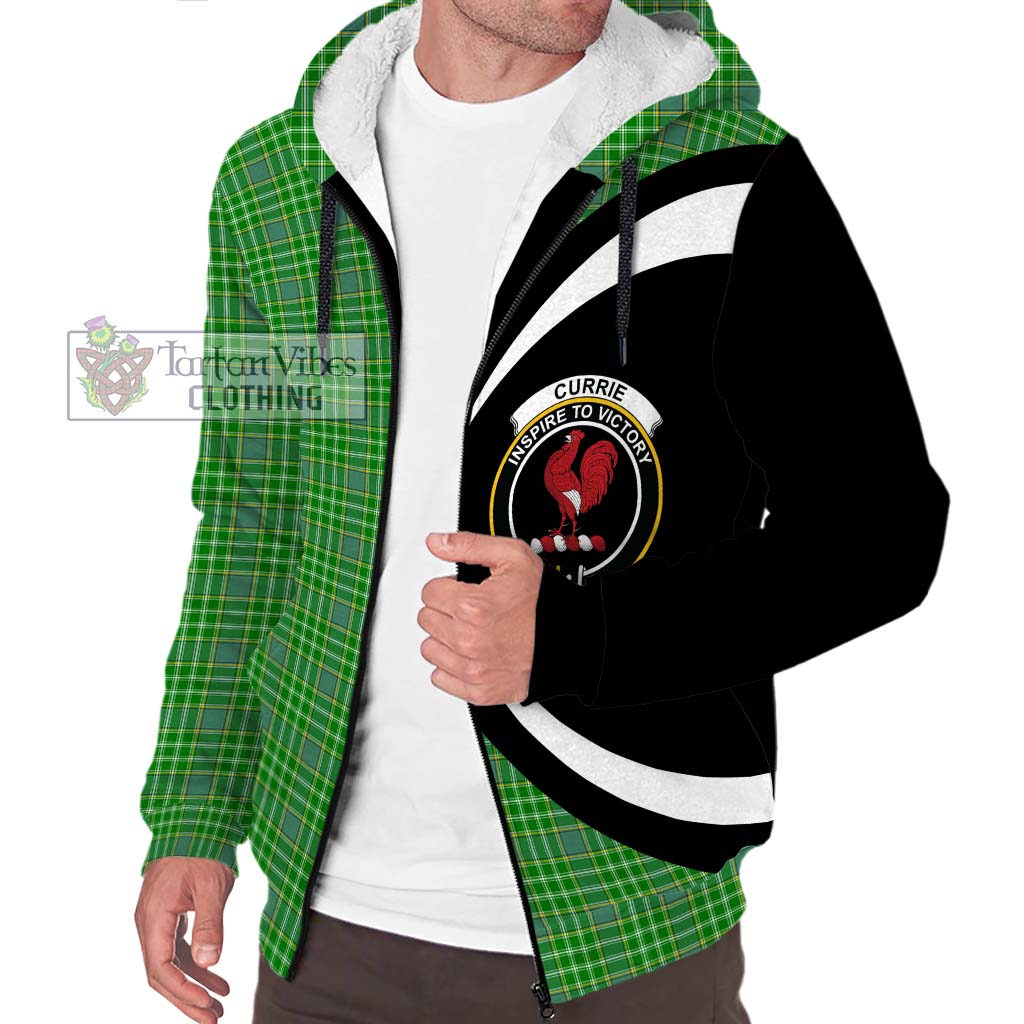 Currie Tartan Sherpa Hoodie with Family Crest Circle Style Unisex S - Tartan Vibes Clothing