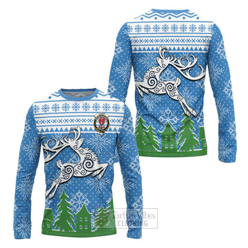 Currie Clan Christmas Long Sleeve T-Shirt Celtic Reindeer Style