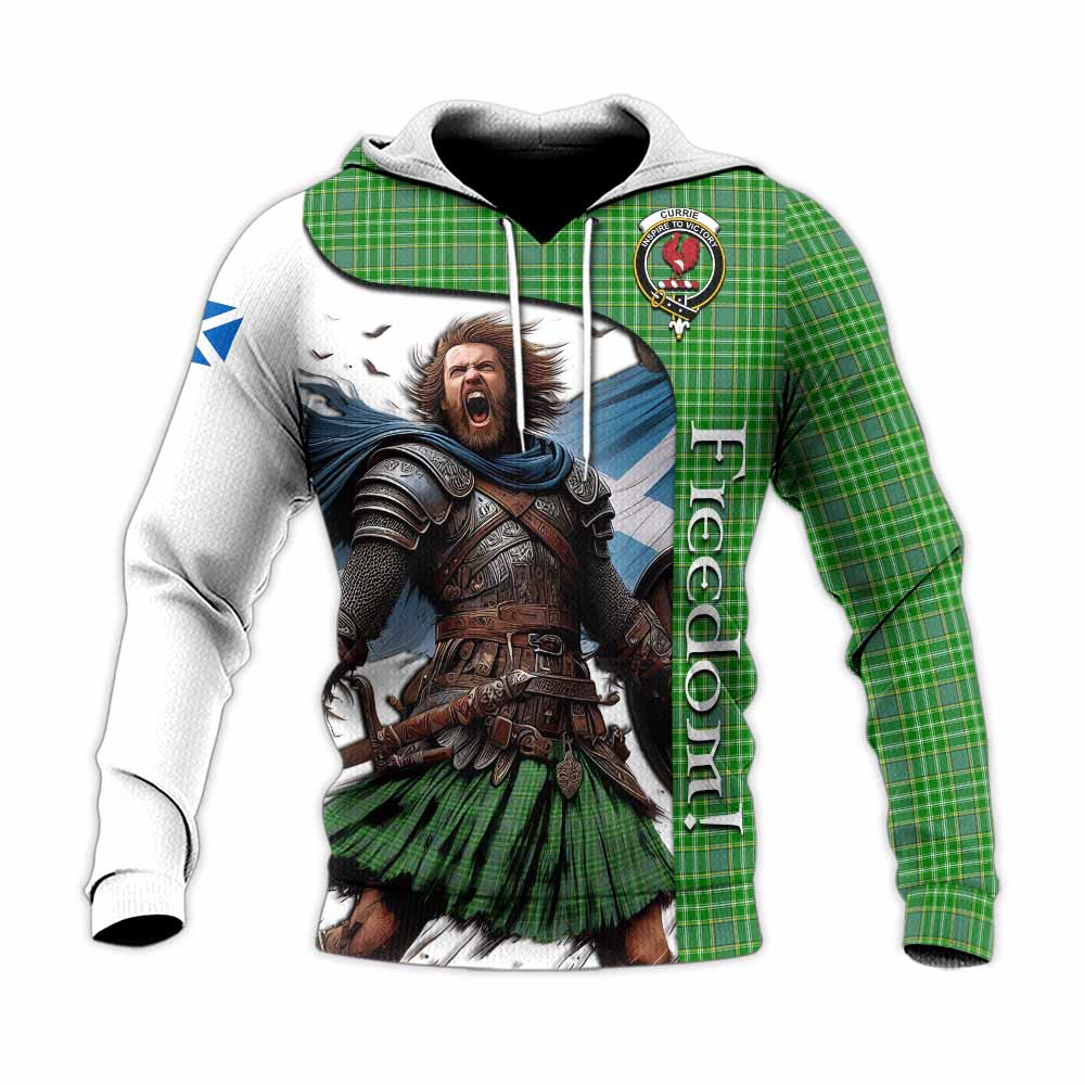 Tartan Vibes Clothing Currie Crest Tartan Knitted Hoodie Inspired by the Freedom of Scottish Warrior