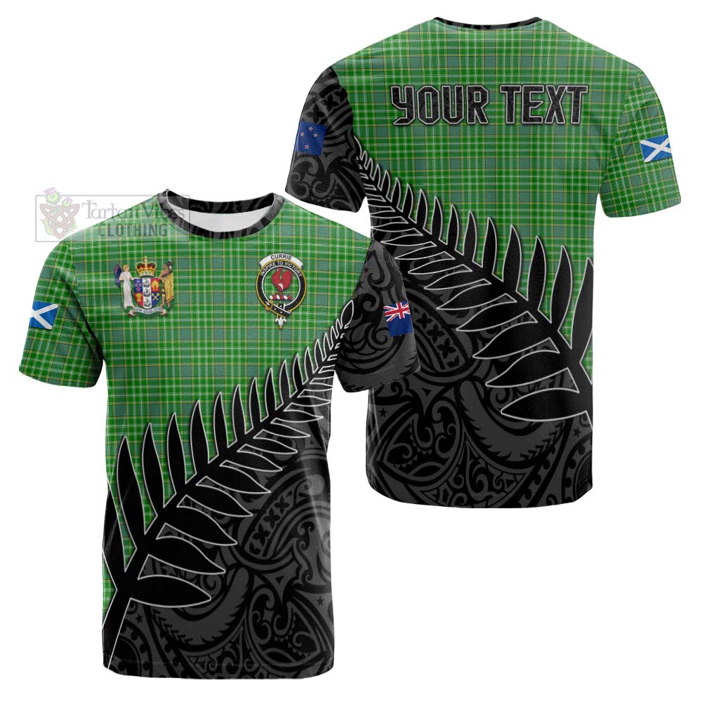 Tartan Vibes Clothing Currie Crest Tartan Cotton T-shirt with New Zealand Silver Fern Half Style