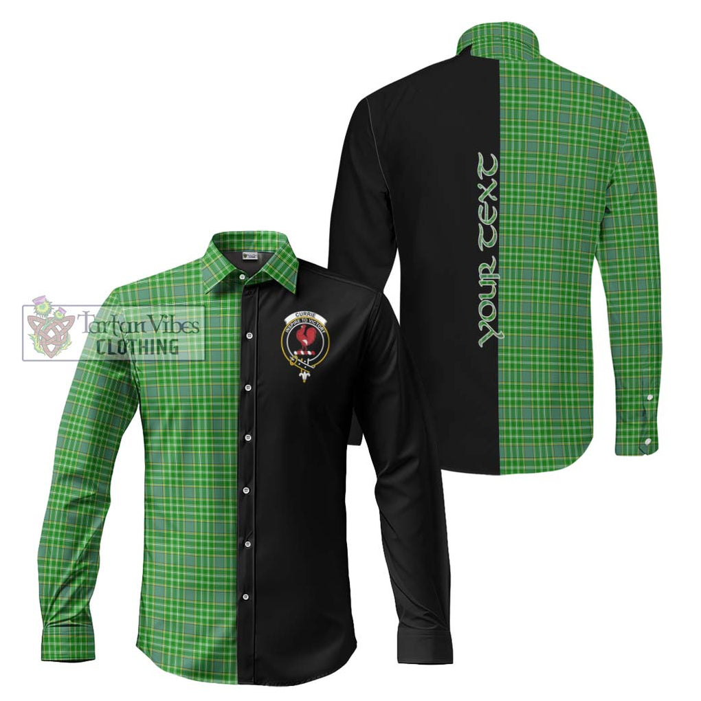 Currie Tartan Long Sleeve Button Shirt with Family Crest and Half Of Me Style Men's Shirt S - Tartanvibesclothing Shop