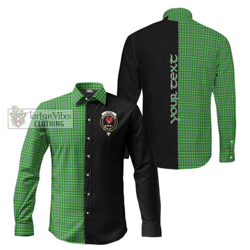 Currie Tartan Long Sleeve Button Shirt with Family Crest and Half Of Me Style