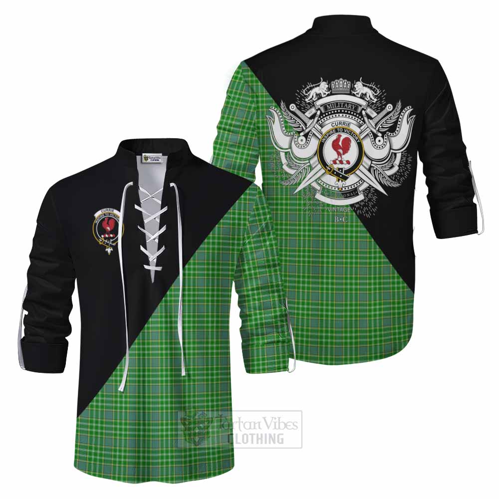 Tartan Vibes Clothing Currie Tartan Ghillie Kilt Shirt with Family Crest and Military Logo Style