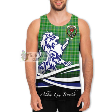 Currie Tartan Men's Tank Top with Alba Gu Brath Regal Lion Emblem