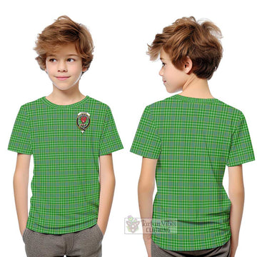 Currie Tartan Kid T-Shirt with Family Crest