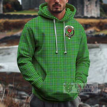 Currie Tartan Cotton Hoodie with Family Crest