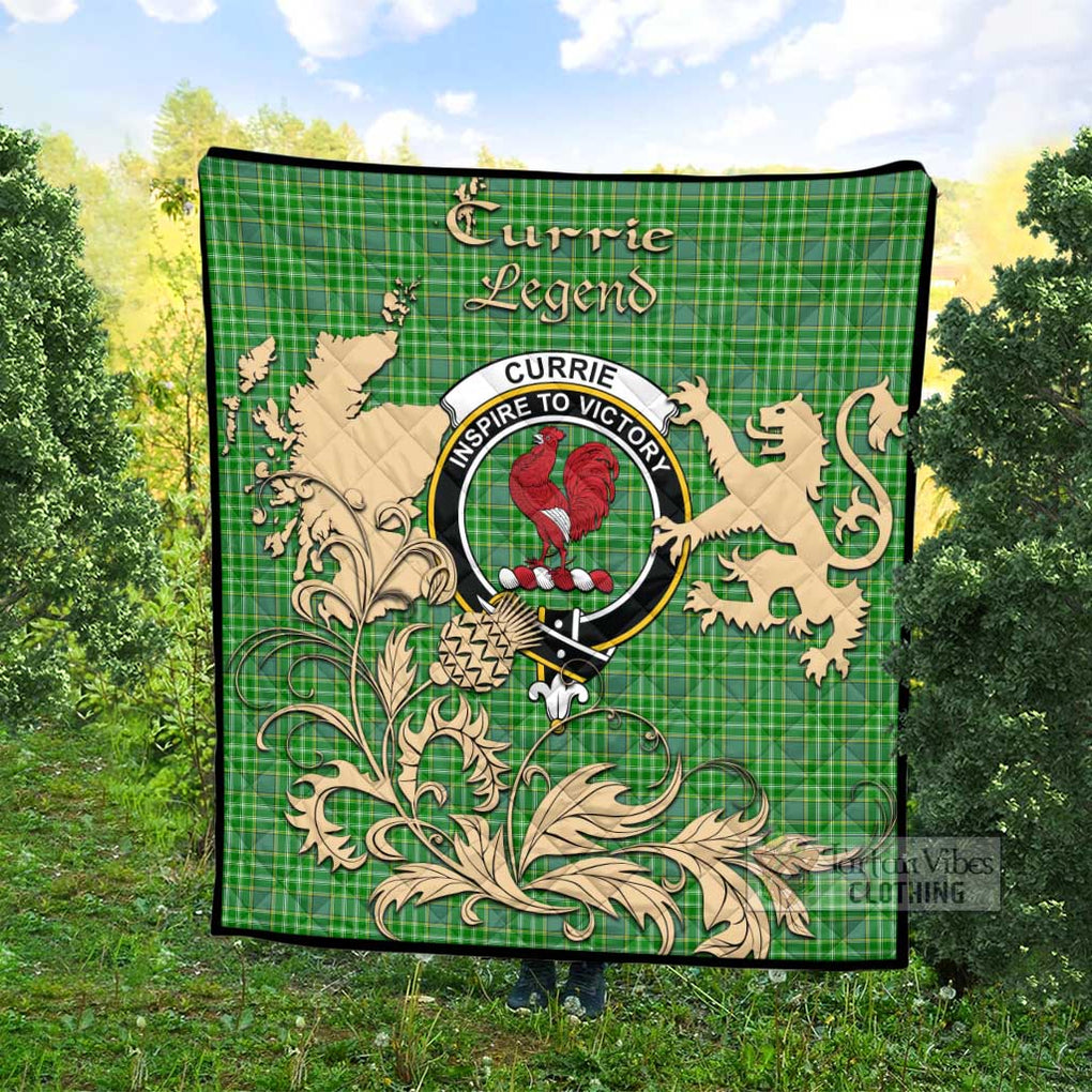 Tartan Vibes Clothing Currie Tartan Quilt with Family Crest and Scottish Symbol Style