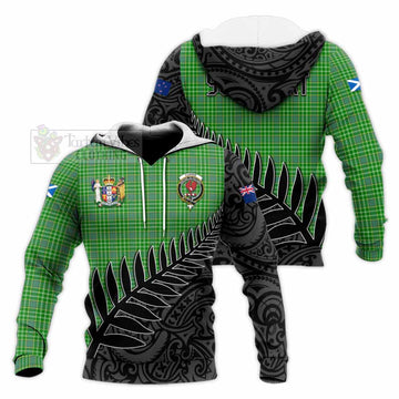 Currie Crest Tartan Knitted Hoodie with New Zealand Silver Fern Half Style