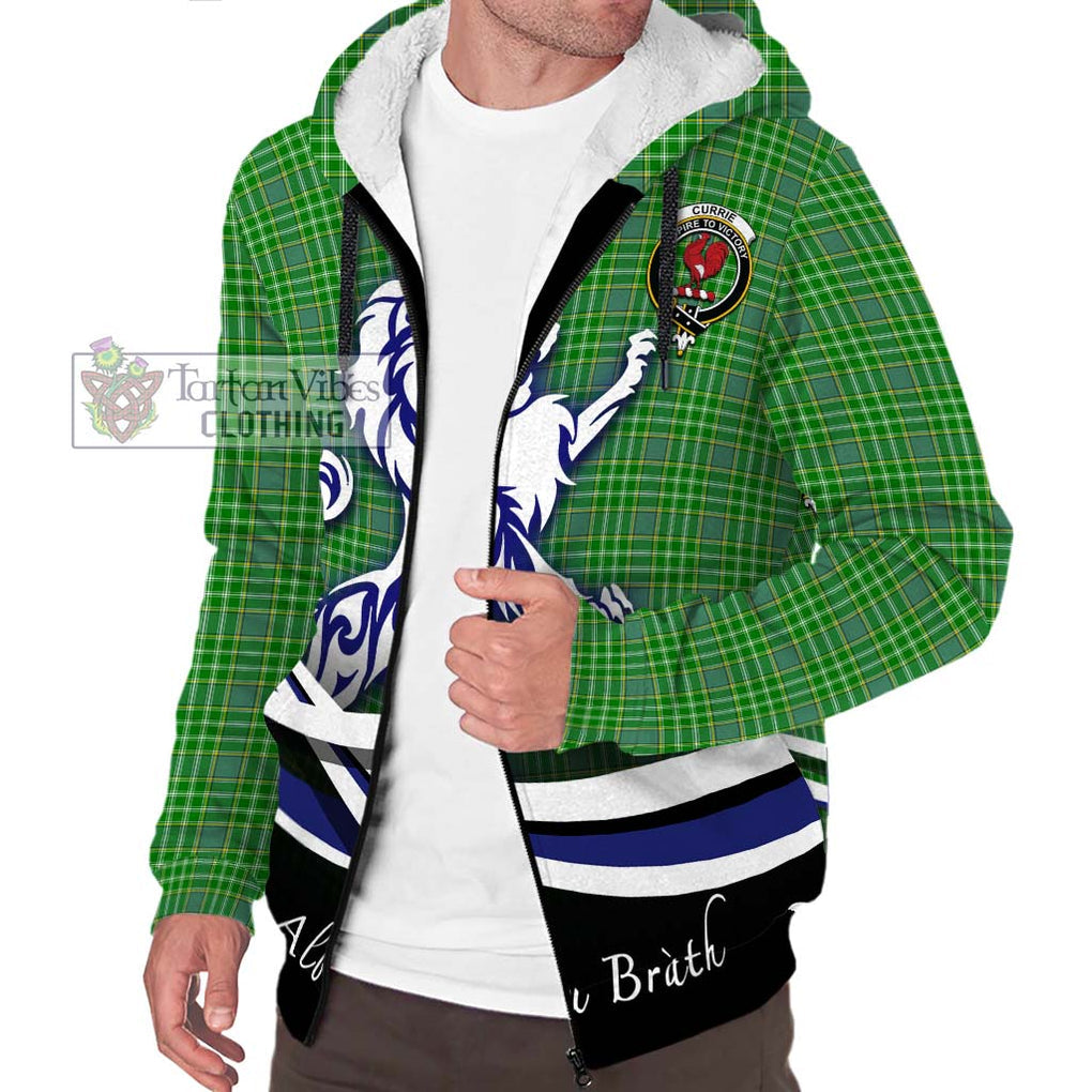 Currie Tartan Sherpa Hoodie with Alba Gu Brath Regal Lion Emblem Unisex S - Tartanvibesclothing Shop