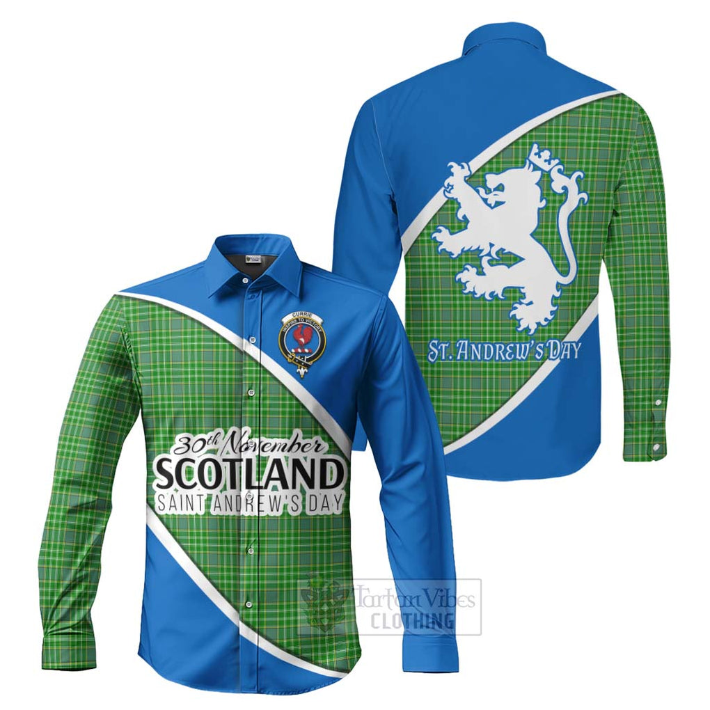 Tartan Vibes Clothing Currie Family Crest Tartan Long Sleeve Button Shirt Celebrate Saint Andrew's Day in Style