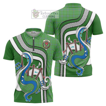 Currie Tartan Zipper Polo Shirt with Epic Bagpipe Style