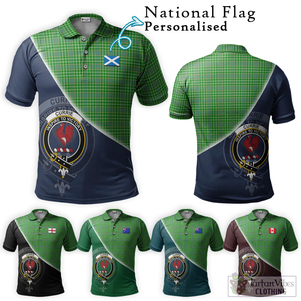 Currie Tartan Polo Shirt with Personalised National Flag and Family Crest Half Style Maroon - Tartanvibesclothing Shop