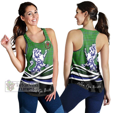 Currie Tartan Women's Racerback Tanks with Alba Gu Brath Regal Lion Emblem