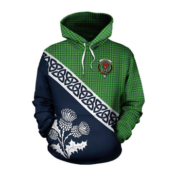 Currie Tartan Cotton Hoodie Featuring Thistle and Scotland Map Pullover Hoodie XS - Tartan Vibes Clothing