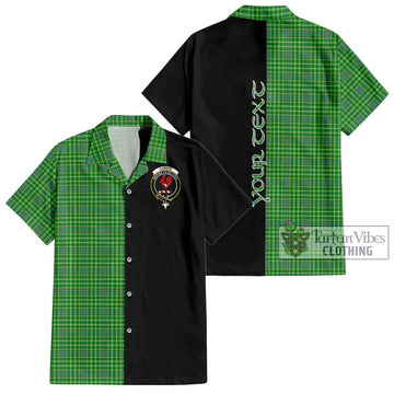 Currie Tartan Short Sleeve Button Shirt with Family Crest and Half Of Me Style