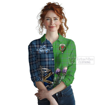 Currie Tartan Women's Casual Shirt Happy St. Andrew's Day Half Tartan Style