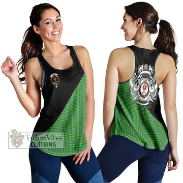 Currie Tartan Women's Racerback Tanks with Family Crest and Military Logo Style