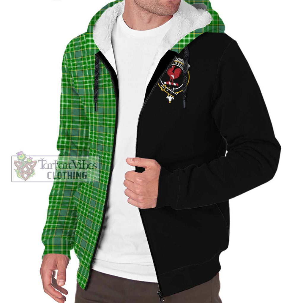 Currie Tartan Sherpa Hoodie with Family Crest and Half Of Me Style Unisex S - Tartanvibesclothing Shop