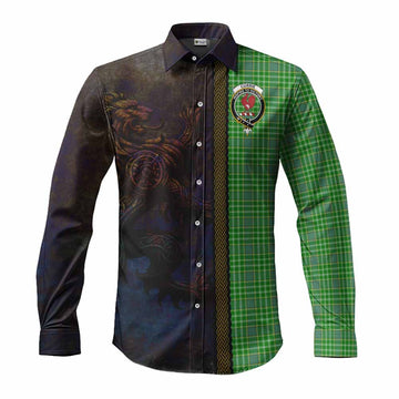 Currie Tartan Family Crest Long Sleeve Button Shirt Alba Gu Brath Be Brave Lion Ancient Style Men's Shirt S - Tartan Vibes Clothing