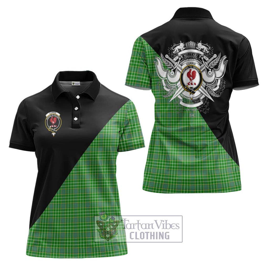 Currie Tartan Women's Polo Shirt with Family Crest and Military Logo Style Women - Tartanvibesclothing Shop