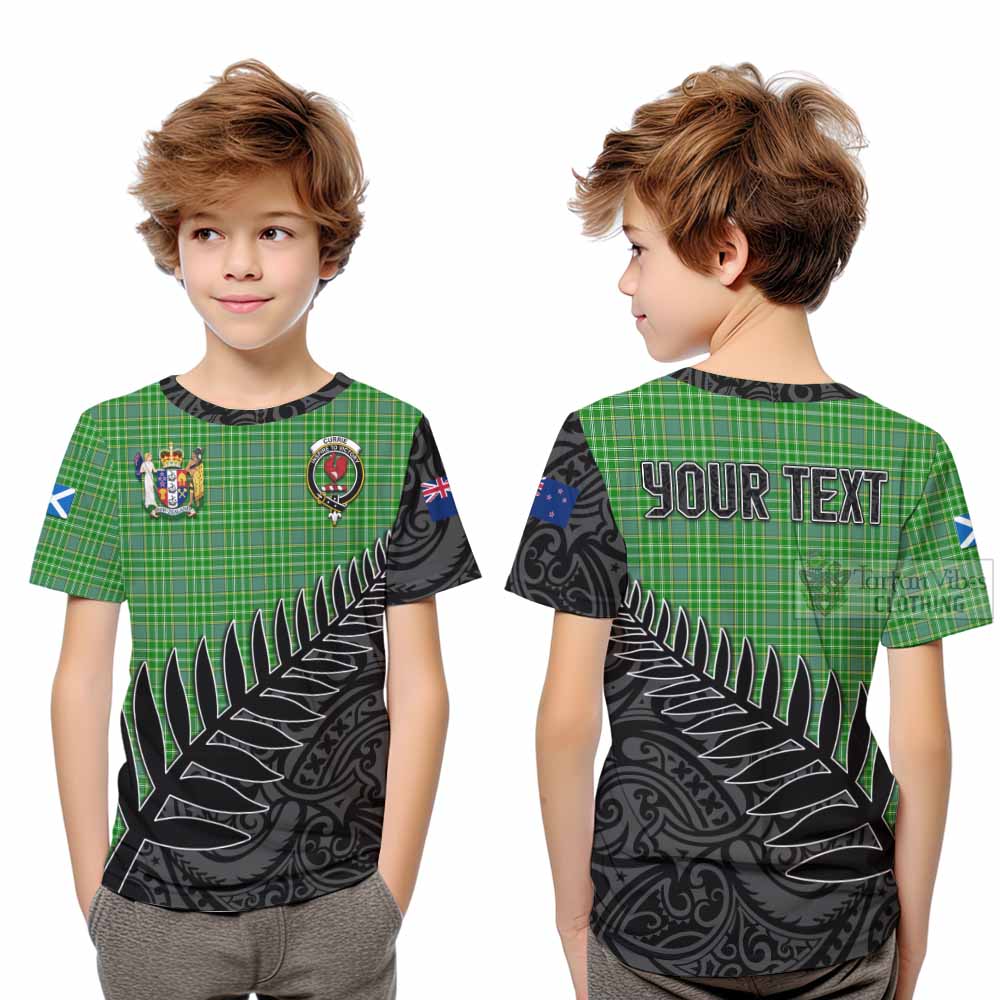 Tartan Vibes Clothing Currie Crest Tartan Kid T-Shirt with New Zealand Silver Fern Half Style