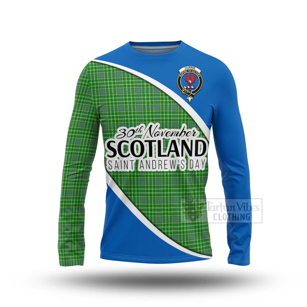 Tartan Vibes Clothing Currie Family Crest Tartan Long Sleeve T-Shirt Celebrate Saint Andrew's Day in Style