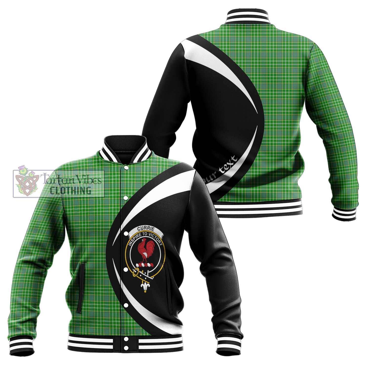 Currie Tartan Baseball Jacket with Family Crest Circle Style Unisex - Tartan Vibes Clothing