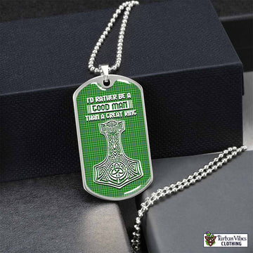 Currie Tartan Dog Tag Necklace Viking Mjolnir Style