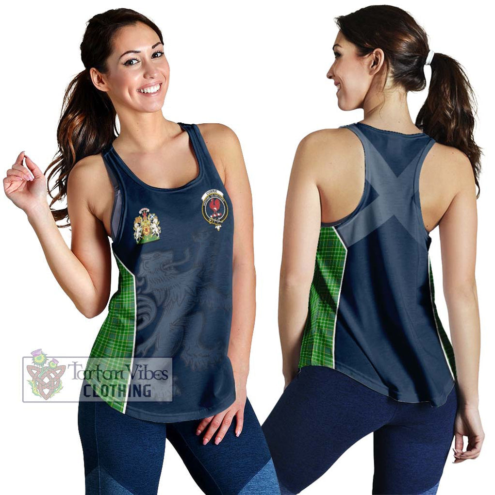 Currie Tartan Women's Racerback Tanks with Family Crest and Lion Rampant Vibes Sport Style 4XL - Tartan Vibes Clothing