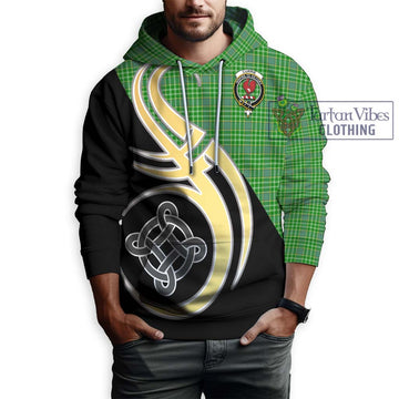 Currie Tartan Hoodie with Family Crest and Celtic Symbol Style