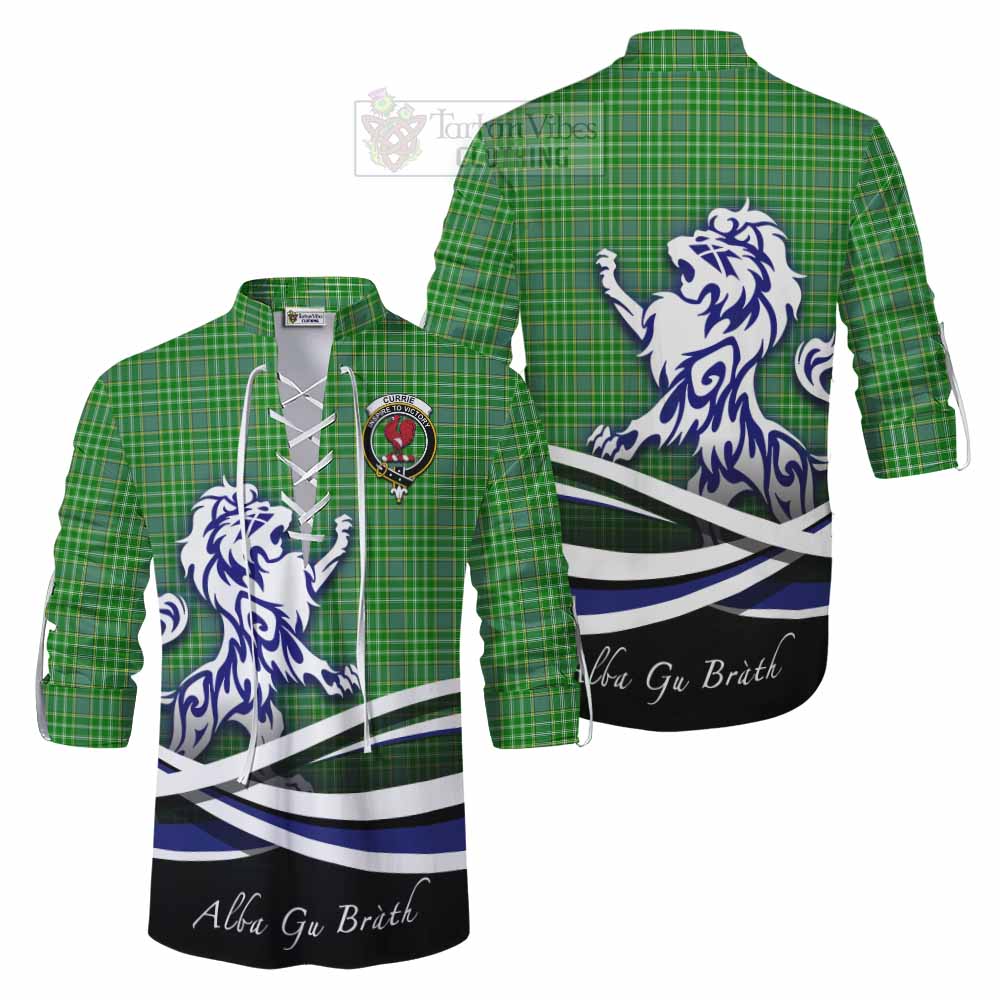 Tartan Vibes Clothing Currie Tartan Ghillie Kilt Shirt with Alba Gu Brath Regal Lion Emblem