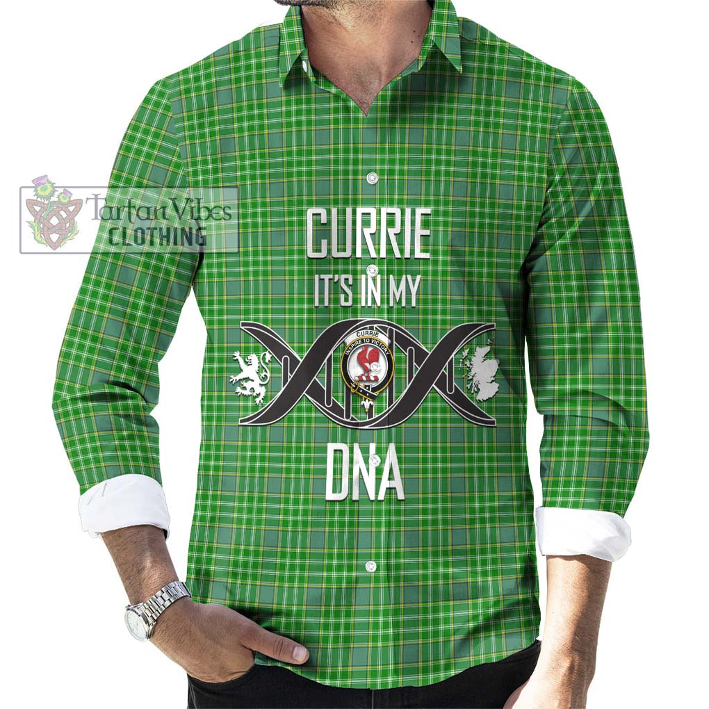 Currie Tartan Long Sleeve Button Shirt with Family Crest DNA In Me Style Men's Shirt S - Tartanvibesclothing Shop