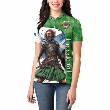 Currie Crest Tartan Women's Polo Shirt Inspired by the Freedom of Scottish Warrior