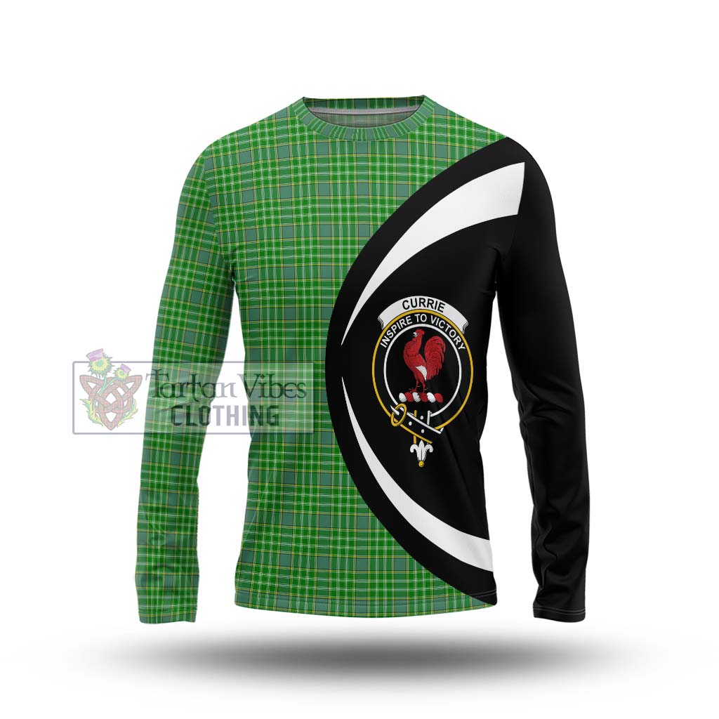 Currie Tartan Long Sleeve T-Shirt with Family Crest Circle Style Unisex - Tartan Vibes Clothing