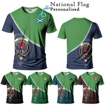 Currie Tartan T-Shirt with Personalised National Flag and Family Crest Half Style