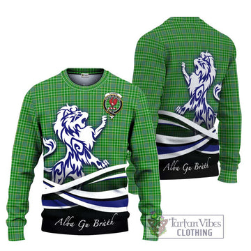 Currie Tartan Ugly Sweater with Alba Gu Brath Regal Lion Emblem