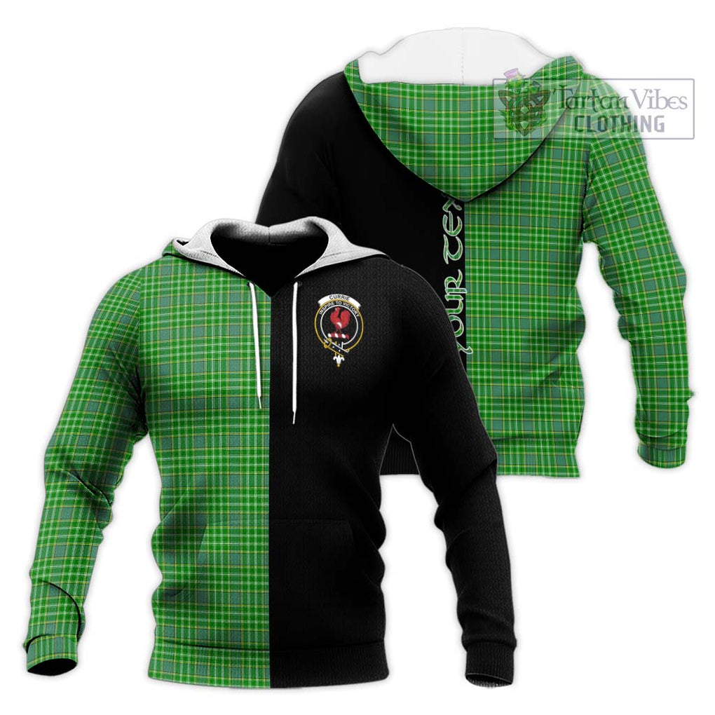 Currie Tartan Knitted Hoodie with Family Crest and Half Of Me Style Unisex Knitted Pullover Hoodie - Tartanvibesclothing Shop