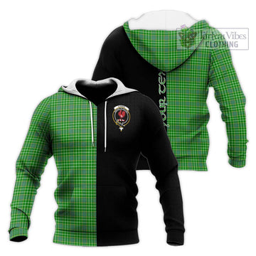 Currie Tartan Knitted Hoodie with Family Crest and Half Of Me Style