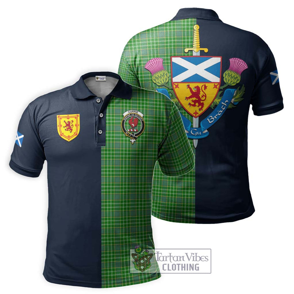 Tartan Vibes Clothing Currie Tartan Polo Shirt with Scottish Lion Royal Arm Half Style