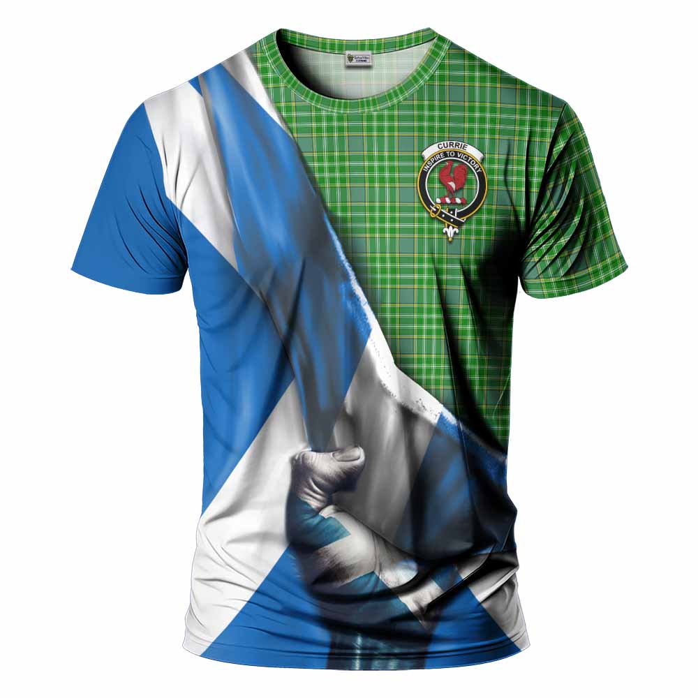 Tartan Vibes Clothing Currie Tartan T-Shirt with Family Crest Scotland Patriotic Style